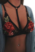Sexy Black Floral Embroidery Choker Bralette